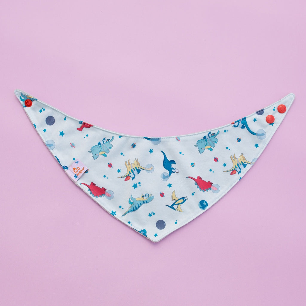 Image for Reversible Bandana Bib - design Space Dinos Grey