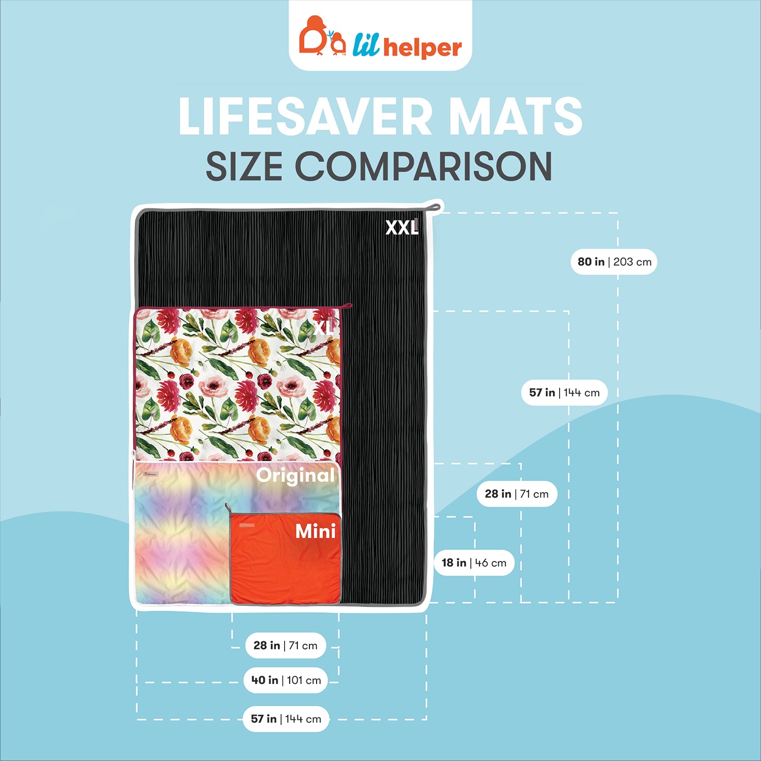 Lifesaver Mat Mini Original XL XXL Size Comparison