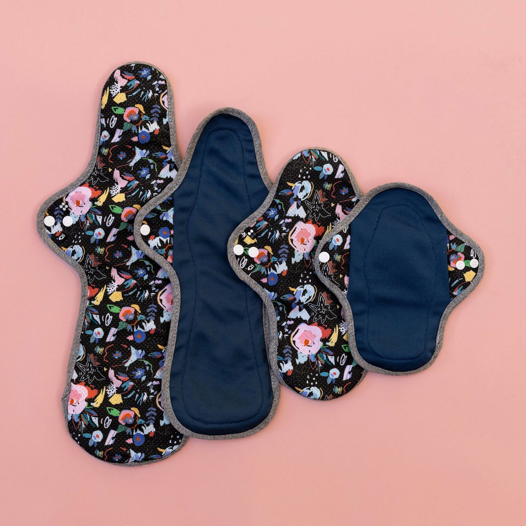 Image for HyPs Active Reusable Pad - size Liner, design Florals Black