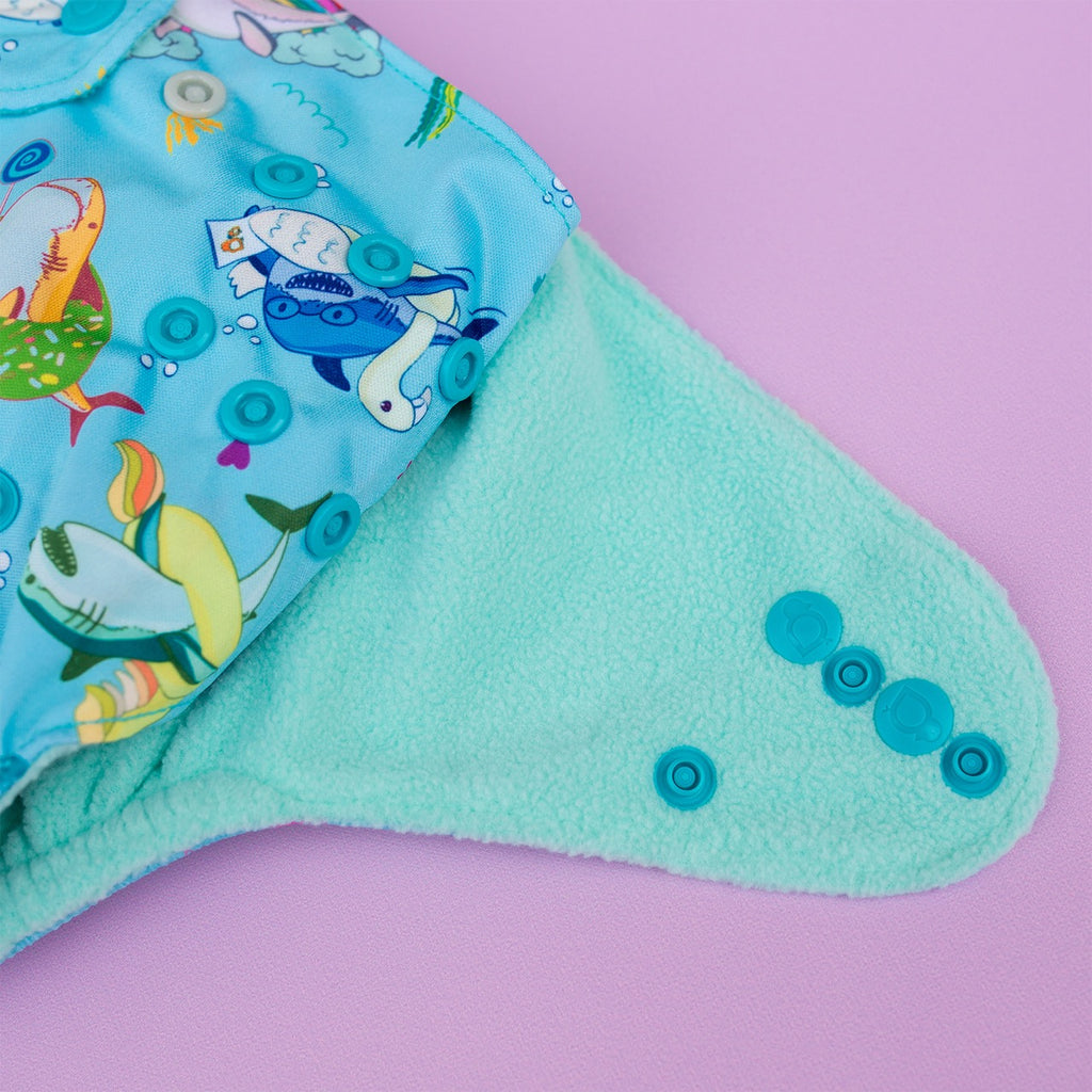 Image for Tank Cloth Diaper - design Shark Week Blue